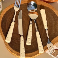 Insチーズスプーンフォークかわいい高颜値ステンレスナイフフォークスプーンセット家庭用高级感洋食食器