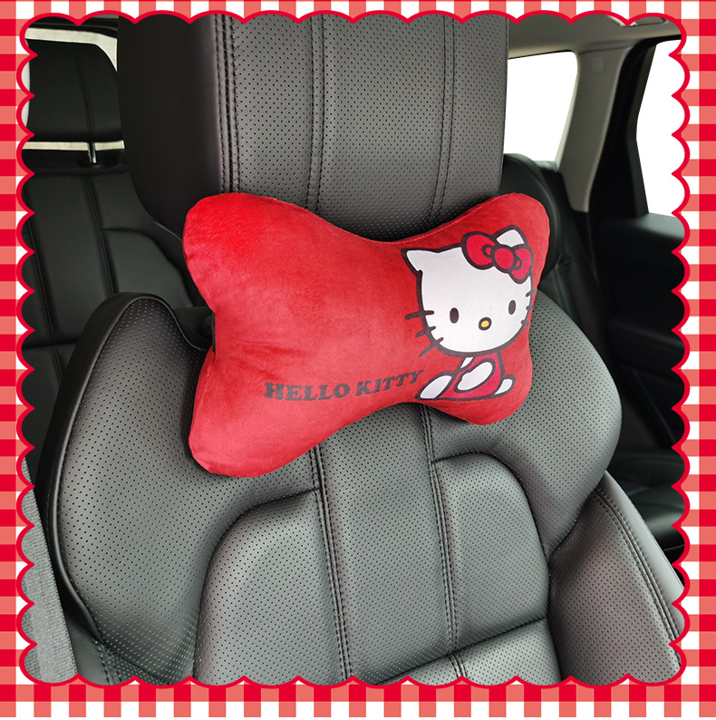 Hellokitty Car Pillow Cute Cartoon Car Headrest Neck Pillow Popular Leather Pillow Bone Pillow for Women