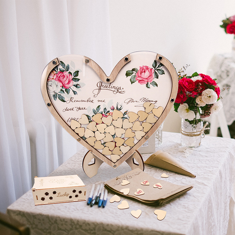 Cross-border Wooden Wedding Sign-in Table Photo Frame Ornaments Birthday Party Heart-shaped Wedding Message Thin Desktop Ornaments Cutting Cross-border Wooden Wedding Sign-in Table Photo Frame Ornaments Birthday Party Heart-shaped Wedding Message Thin Desktop Ornaments Cutting