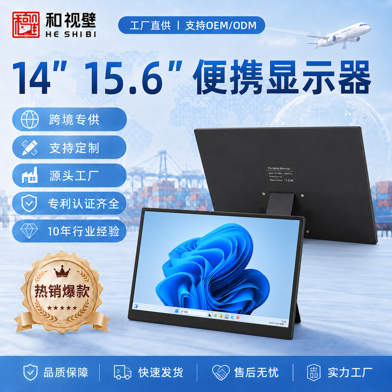 Cross-Border Amazon 14-Inch 15.6inch 18.5inch Portable Display, Laptop Extended Screen, Game Console Secondary Screen