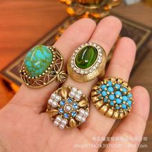 �Ŷ����f�荽�ָ�й�vintage�{��ʯ�Ƕ�U�����鸡���_�ڽ�ָ