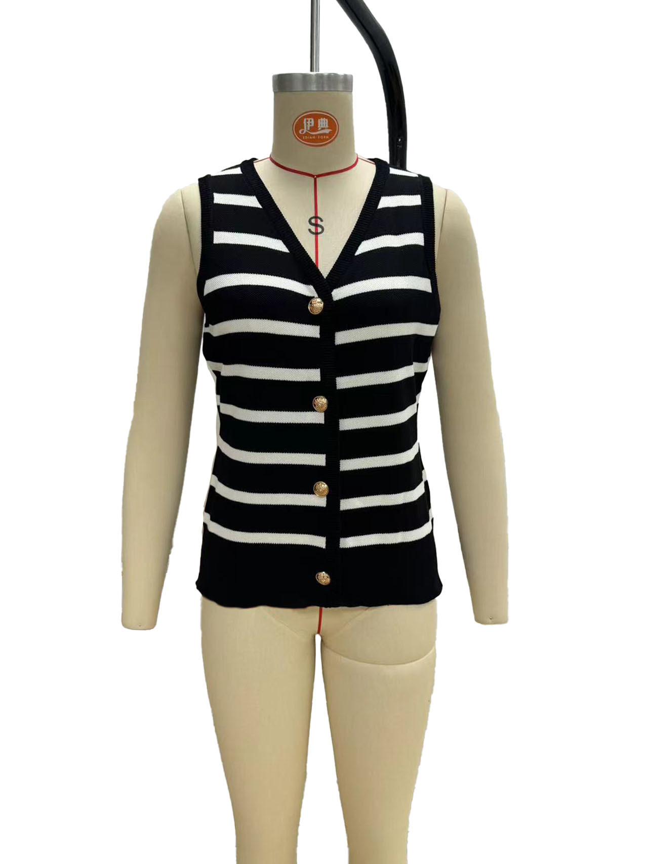 263g Weight Sleeveless Sleeve Length Single Breasted Placket Type Polyester, Viscose fiber Fabric Type Regular Top Length Vest Tops Type Daily Occasion V Neck Neckline Slim Fit Type Stripe Pattern Summer Season Women's Gender Contrast Binding Design Casual, Elegant Style Wholesale Women's Casual Elegant Stripe Sleeveless Contrast Binding Sweaters & Cardigans 9