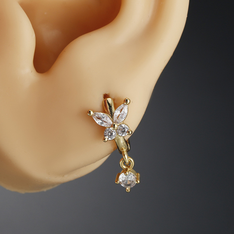 Fashion Geometric Star Butterfly Copper Inlay Zircon Earrings 1 Piece