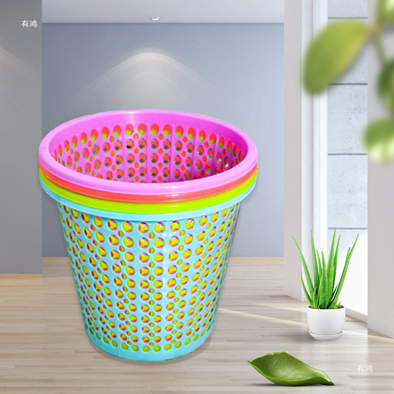 Paper Basket Colorful Trash Can Office Kitchen Bathroom Household Large Trash Can Waste Paper Basket Plastic Debris Basket