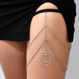Europe and the United States cross-border sexy hollow love thigh chain elastic multi-layer heart-shaped leg chain women's fashion chain body chain