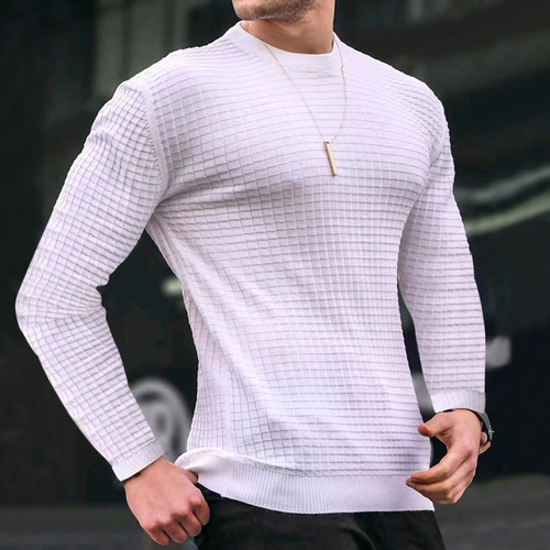 Amazon International Autumn Checked Men's Round Neck Hooded Trendy Sporty Loose Knit Long Sleeve Hooded Sweatshirt