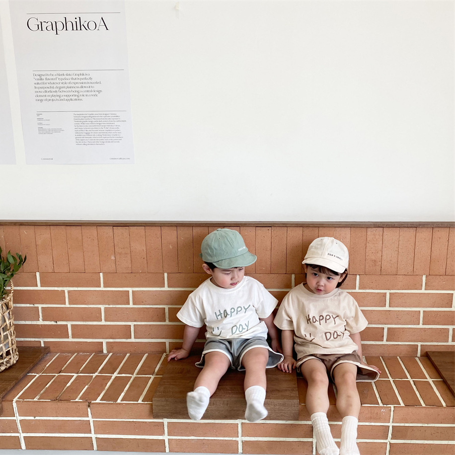 [SMS] ropa de verano para bebés 2022 ropa de verano nueva impresión de letras para niños juego de colores contrastantes ropa de verano para bebés