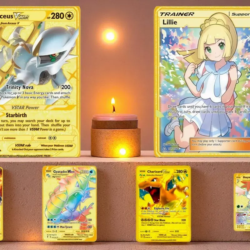 跨境定制新款朱紫金属卡Vmax大手绘英文日语游戏卡片亚克力卡牌