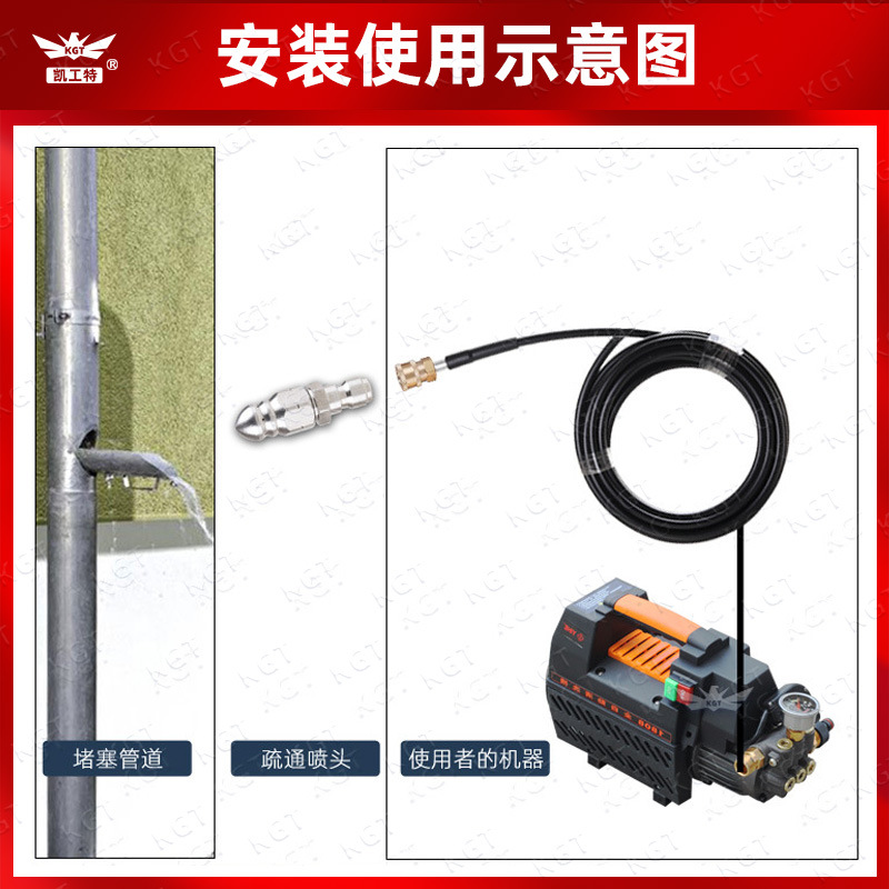 Boquilla de cabeza de rata de agua de alta presión, conector rápido de 1/4 de acero inoxidable, stock de fábrica, pagoda delantera 1 trasera 6, cabezal de desobstrucción de alcantarillado