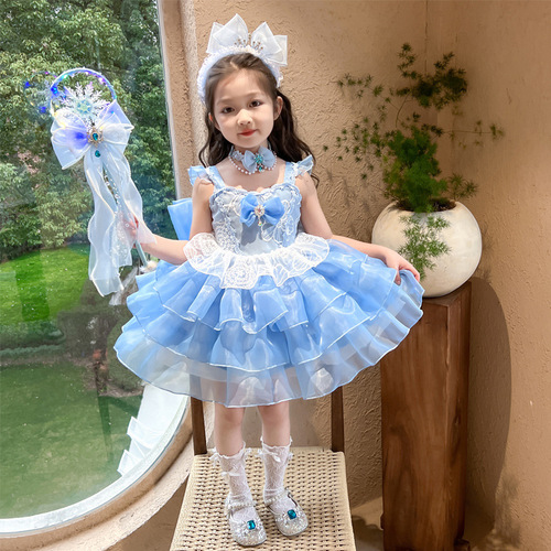 Lolita Tank Top Dress for Girls - Summer 2025 Princess Puff Dress Children's Birthday Formal Dress for Little Girls