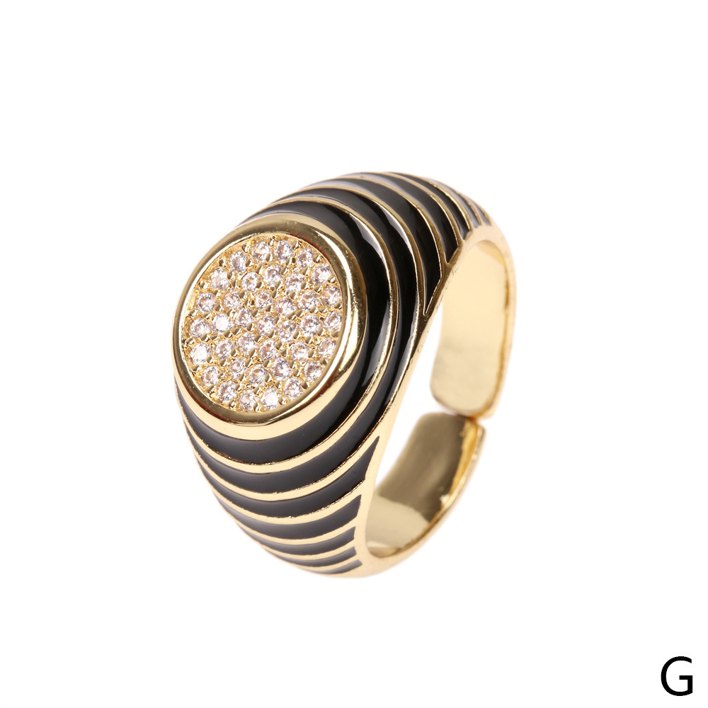 Cute Candy Color Zircon New Trendy Fashion Personality Copper Drip Oil Ring Wholesale display picture 7