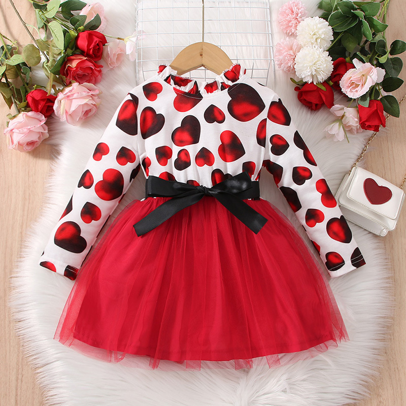 La Saint-valentin Mode Forme De Cœur Polyester Filles Robes display picture 1