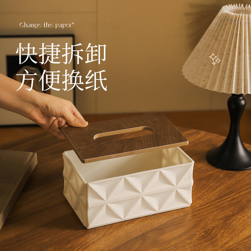Luxury Paper Towel Box with Wood Lid, Multifunctional Napkin Holder for Living Room, Dining Table, Coffee Table - Elegant and Simple Square Paper Towel Holder