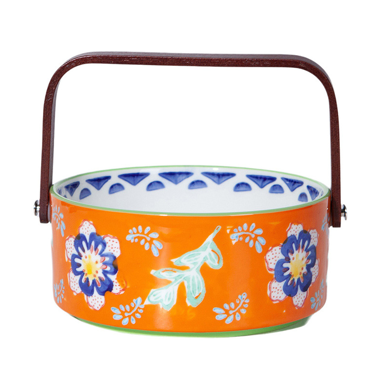 Porcelana de pelo flojo de alto valor facial de cerámica cesta de mano cuenco de frutas caja de dulces sala de estar bocadillos almacenar platos de frutas secas image 5