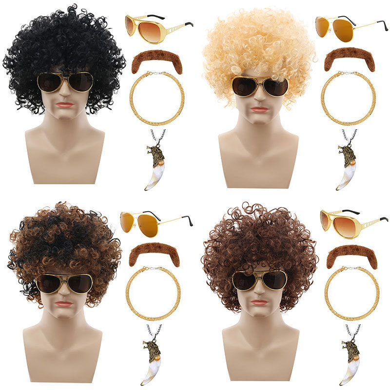 Amazon Best Selling Carnival Hippie Suit 70S Elvis Style Punk Wig Party Cosplay