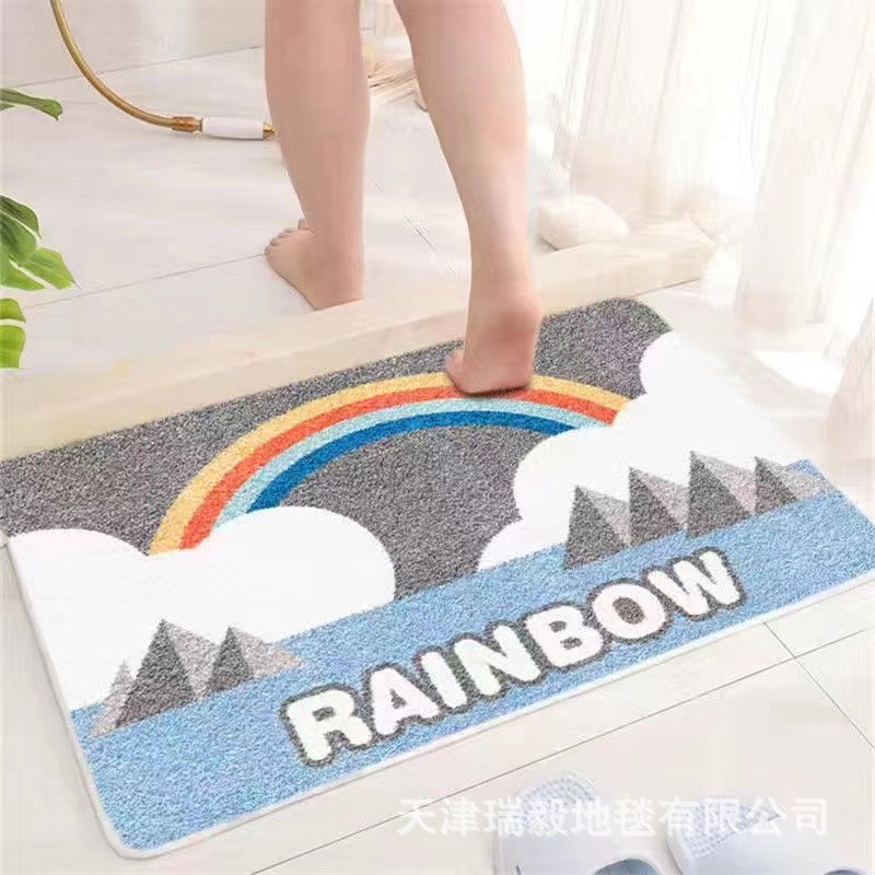 Cartoon Entrance doors Mat TOILET Absorbent pads Cashmere non-slip door mat bedroom a living room Cashmere carpet