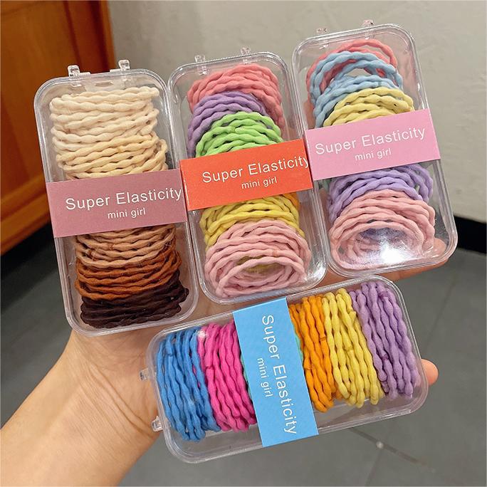 Cuerda de pelo en caja banda de goma para niños trenza de niña no duele pelo banda de pelo de bebé cuerda de pelo de niña de alta elasticidad durable