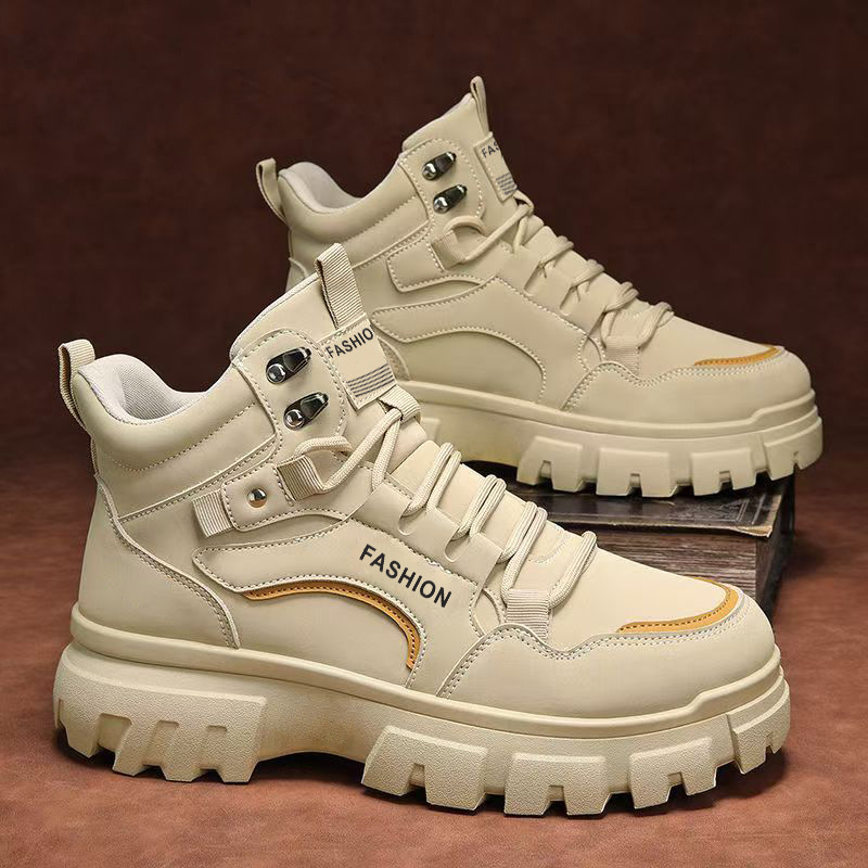 Zapatos de altura para hombres primavera 2025 nuevo hombre anti-deslizante de suela gruesa botas Martin al aire libre botas de herramientas de moda para hombres
