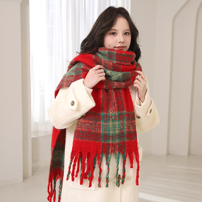 Maillard brun kashmir dam vinter high-end tofs mohair förtjockad halsduk för studenters nya stil_voghion.com