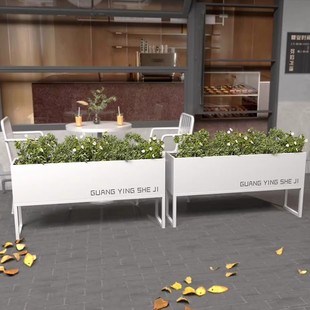 Outdoor Combination Flower Box Wrought Iron Outdoor Cafe Milk Tea Shop Fence Partition Planting Rust-Proof Metal Flower Trough
