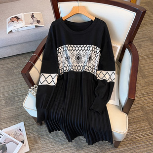 Plus size/350kg dress women's chest circumference 150/160 loose long round neck sweater 300kg 8357