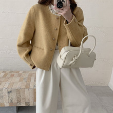 斯卡露2025新款秋冬毛呢外套中长款小个子赫本风高级感羊毛大衣