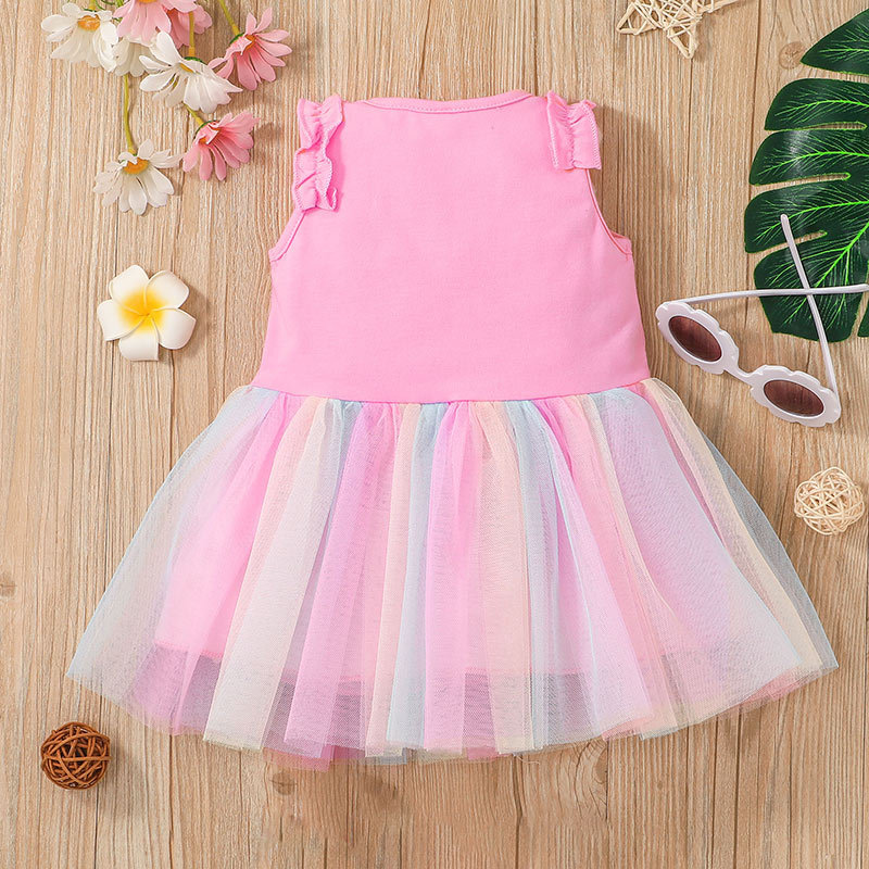 New Summer Little Girl Mesh Skirt Casual Letter Vest Skirt Wholesale display picture 3