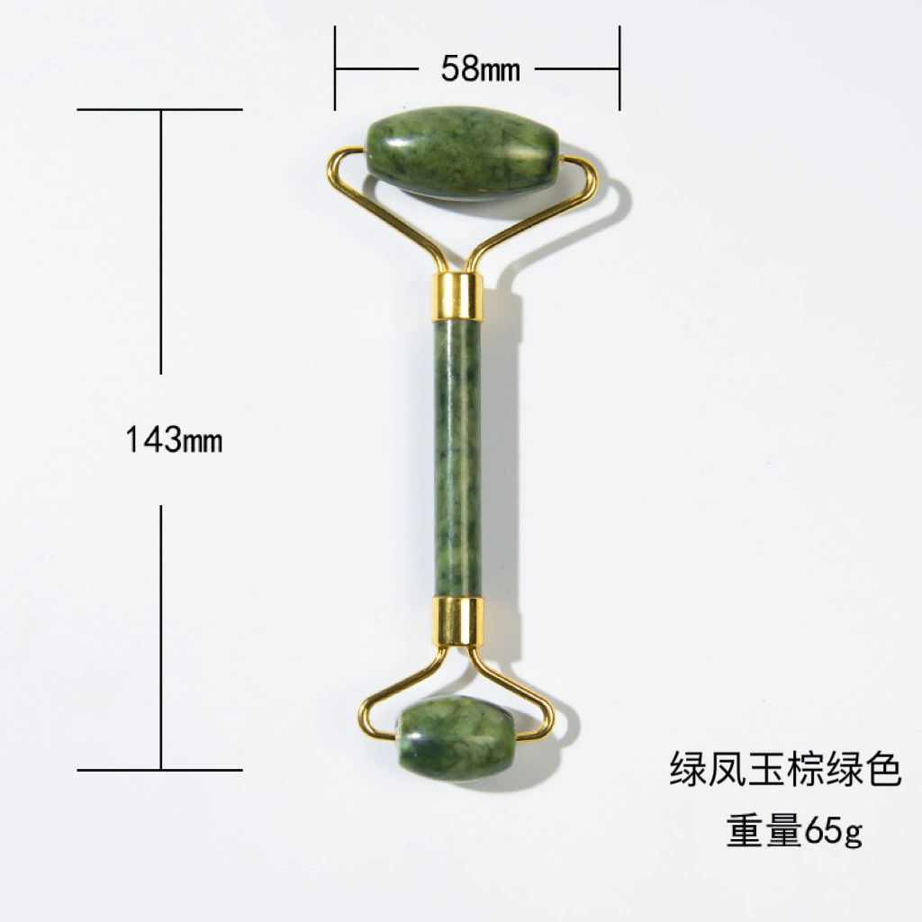 Jade face massager set, double‑head rolling roller and gua sha scraper, cosmetic kit