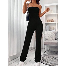 F 34424 One Shoulder Solid Color Jumpsuit ��ɫ¶���B�wѝ