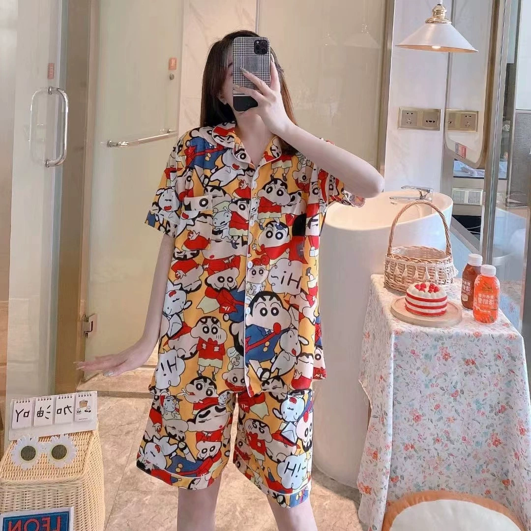Летняя пижама женская Dongdamen короткий рукав, клетчатая, лёгкая, размеры M–XXL