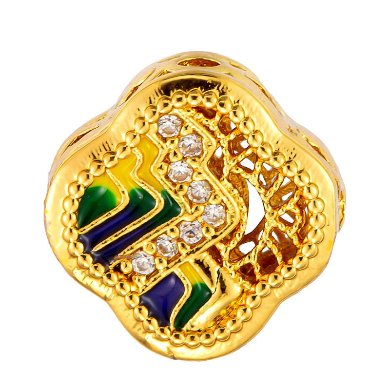 Colgante de cobre micro incrustado Gufasha oro goteo de aceite perlas de transferencia DiDi con perlas de acessorios de perlas huecas fábrica de perlas al por mayor