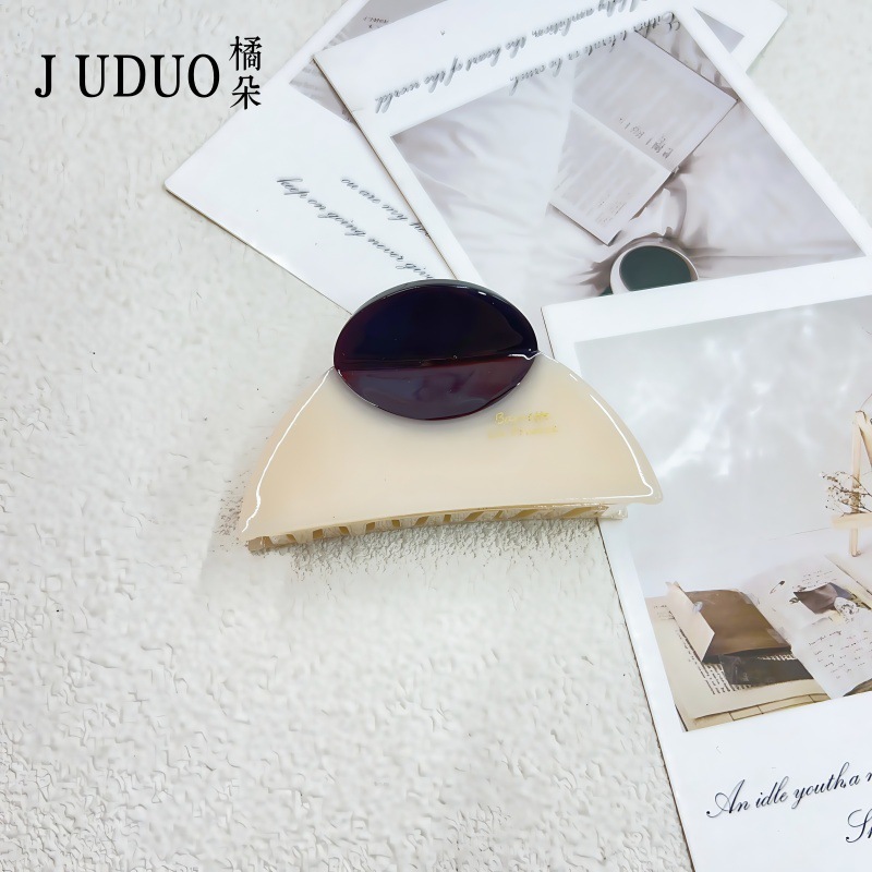 Judy's 新しい厚みのあるアセテート半円形シャーククリップ、ハイエンドの女性用後頭部クリップ、ファッショナブルなヘアクリップ|undefined