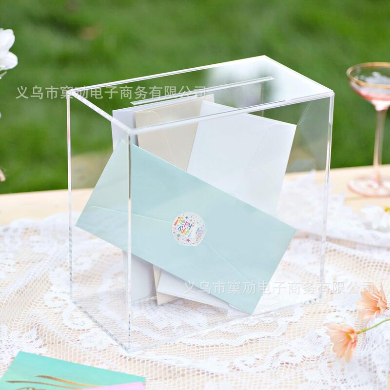 Transparent Acrylic Card Box with Slot, Thick DIY Wedding Box, Blank Without Printing, Small Storage Box, Voting Box Transparent Acrylic Card Box with Slot, Thick DIY Wedding Box, Blank Without Printing, Small Storage Box, Voting Box