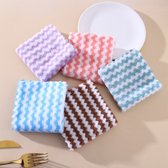Striped coral velvet hand towels, kitchen cleaning cloths, lazy wipes, dishwashing cloths, oil removal, scouring pads wholesale