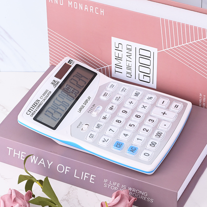 Fábrica al por mayor CT-9300G solar real calculadora de 12 dígitos en stock computadora de doble potencia puede establecer logo
