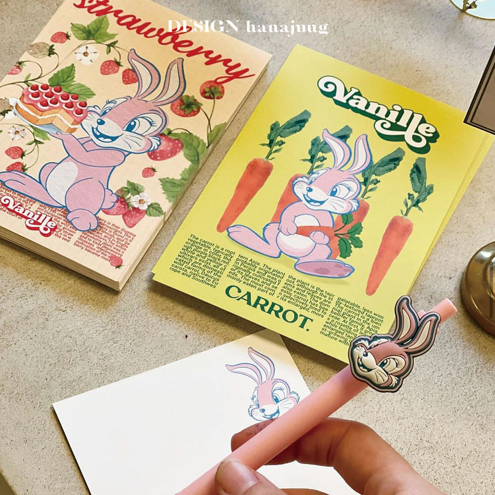 可愛草莓蛋糕小兔子藝術海報 韓國ins清新甜品店博主拍照道具