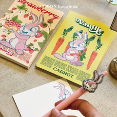 可愛草莓蛋糕小兔子藝術海報 韓國ins清新甜品店博主拍照道具