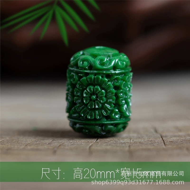 翡翠干青祖母绿饰品配件回纹雕刻佛头串珠复古风diy手串材料批发|undefined