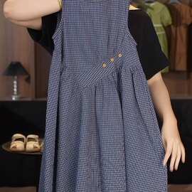 女童连衣裙夏季2025新款儿童洋气背心裙女孩大童夏装格子公主裙子