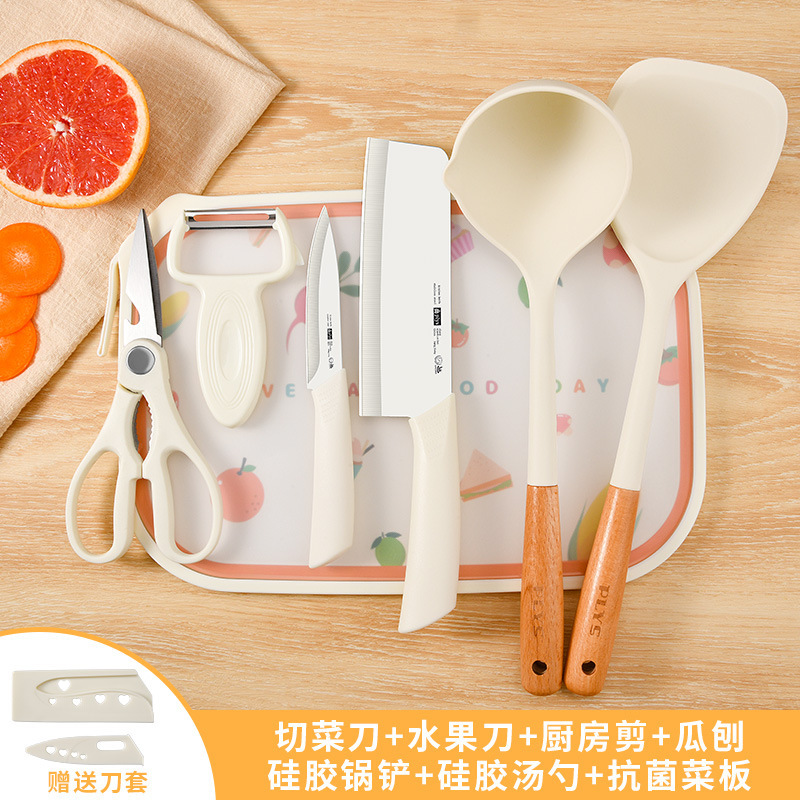 Kit de cuchillos cuchillo de cocina tablero de cocina 2 - en - 1 para el hogar tablero de corte utensilios de cocina cuchillo de alimentos suplementarios cuchillo de frutas combinado para dormitorio image 15