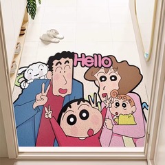 漫画の玄関ドアマット、泥をこすることができ、カット可能なワイヤーリングフロアマット、耐摩耗性、汚れ防止、お手入れが簡単なPVC滑り止めマット