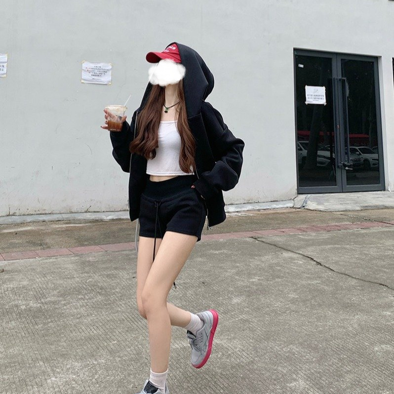 松弛感穿搭一整套卫衣套装女2025新款秋季宽松外套休闲短裤两件套|undefined