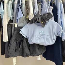 上衣半身裙甜美洋气女短袖新款夏装宝宝2026红女童夏季套装儿童网