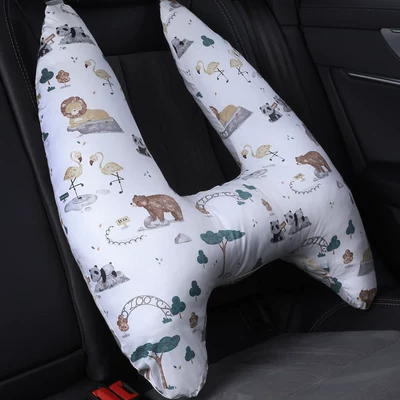Seat belt shoulder pad – anti-collar neck baby pillow - animal-paradise-removable-and-washable-liner-pure-cotton-fabricbreathable-style