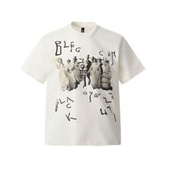 縦馳衣社2025新型夏のアメリカファッション人物プリント男女同金百合ゆるいカジュアルtシャツ