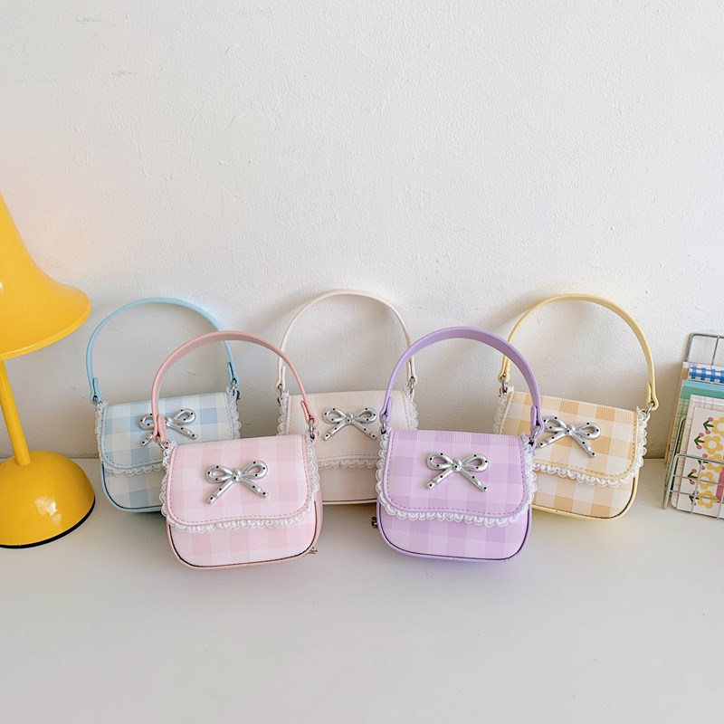 Coreano lindo arco padre-hijo bolso de hombro mini bebé bolso de celosía dulce encaje bolso de cadena para niños