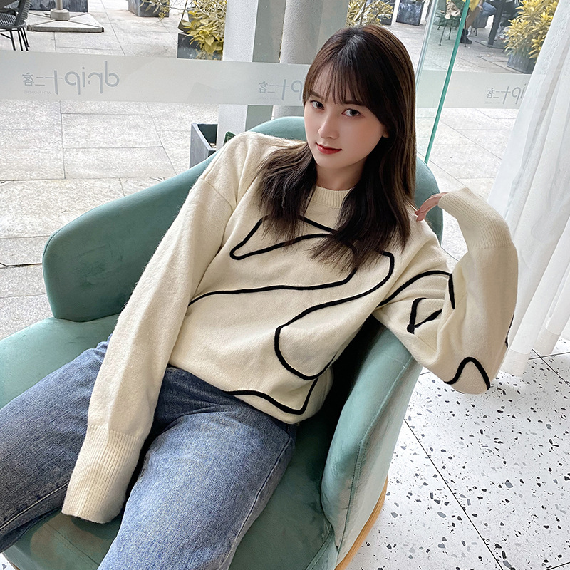 Korean Edition Easy sweater Autumn and winter Lazy wind Sweater Socket fashion Simplicity design Knitted sweater