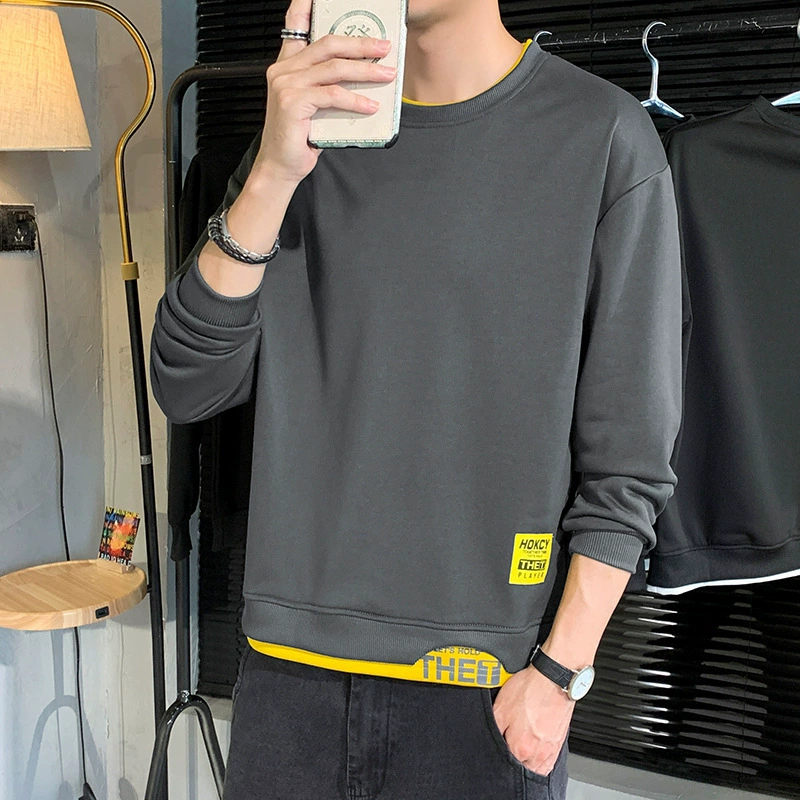 Свитер с круглым вырезом мужской весенний и осенний новый повседневный дикий нижний свитер молодежная футболка с длинными рукавами свитер