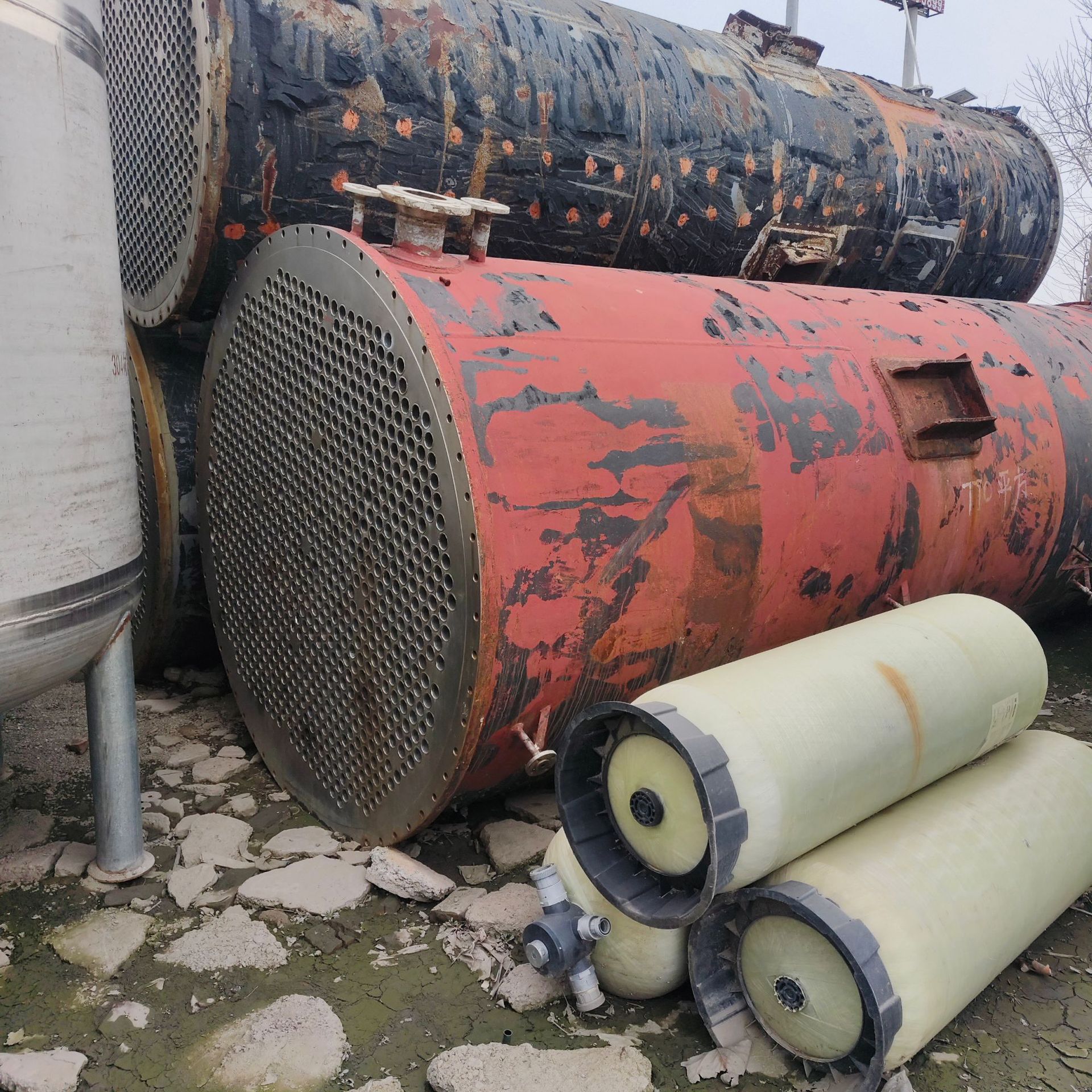 二手冷凝器传热设备10-500平方不锈钢列管式冷凝器二手钛材冷凝器