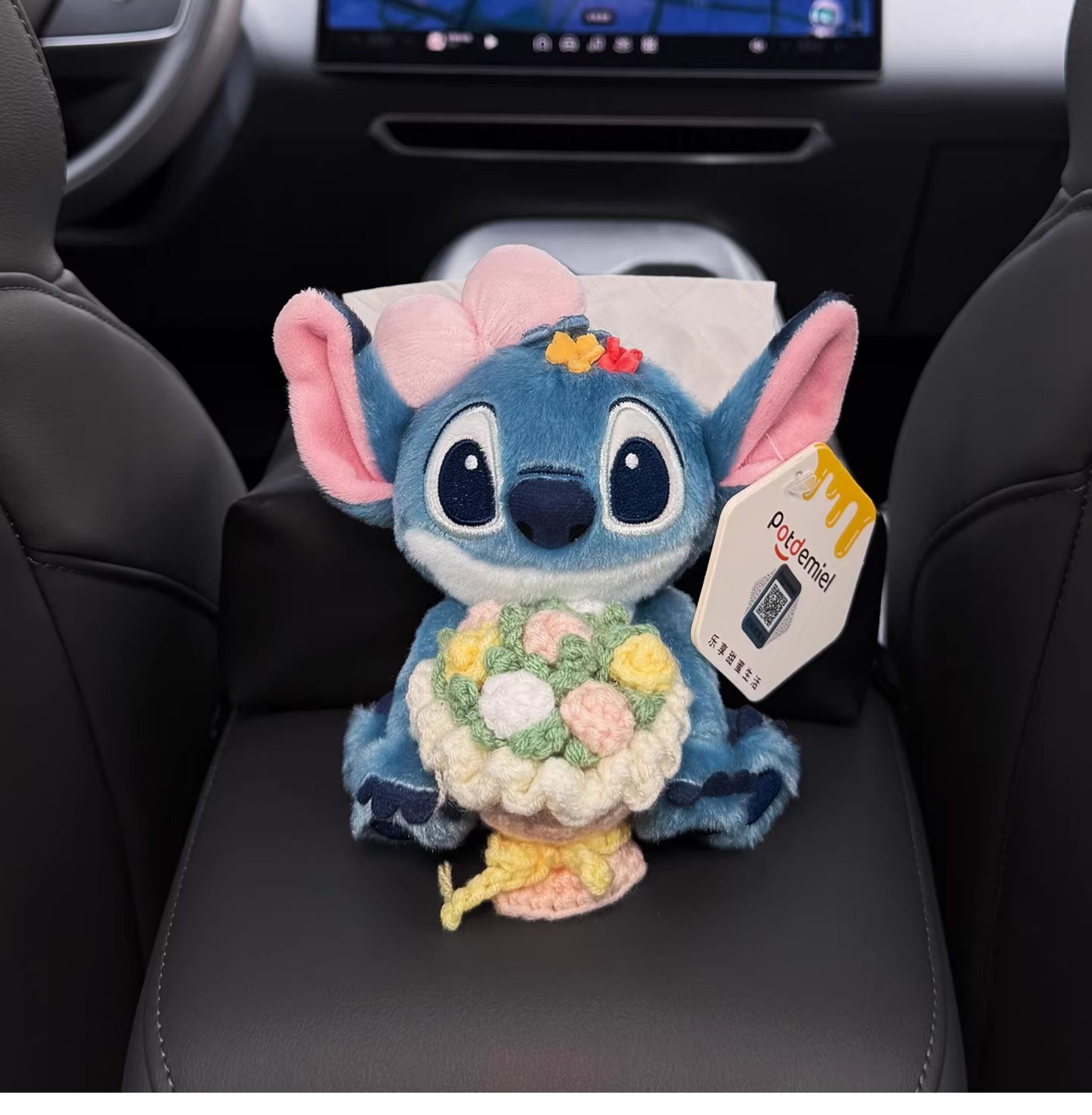 2026 New Model Stitch Car Tissue Box, Car Interior Armrest Box Tissue Holder, Seat-Mounted Car Tissue Bag, Cute